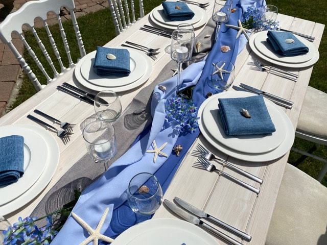 Life's a beach table setting - Apple Catering Hire